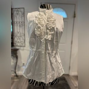 NWOT Eye White Ruffle Front Sleeveless Size 12